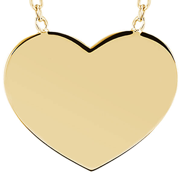 koppel Zegenen groot Halsketting met gegraveerd hartje medaillon - 9K geel goud - Lovely Yours  Collectie - Edenly Yours : Edenly juweel
